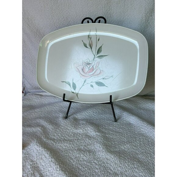 DEBONAIRE White Pink Rose Floral Melmac Melamine Serving Platter Vintage - Picture 2 of 9